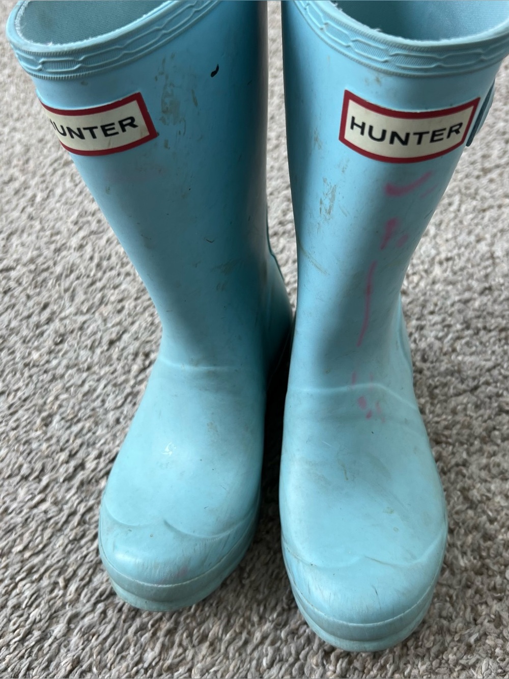 Hunter Kids Aqua Blue Waterproof Rain Boots Girls 1 Boys 13